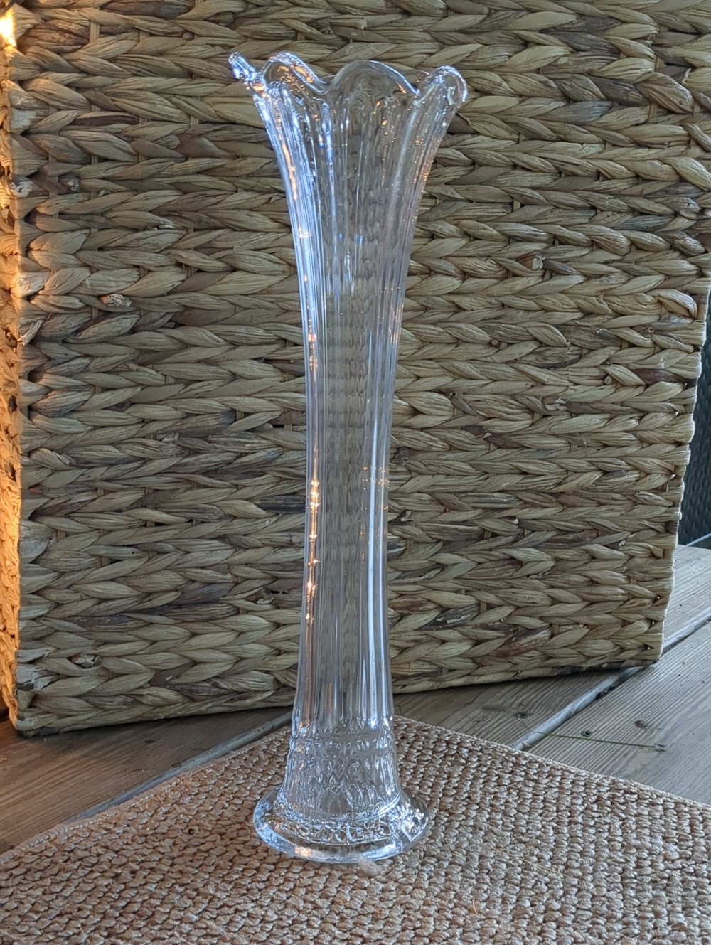Antique Clear Swung Glass Vase 16" !